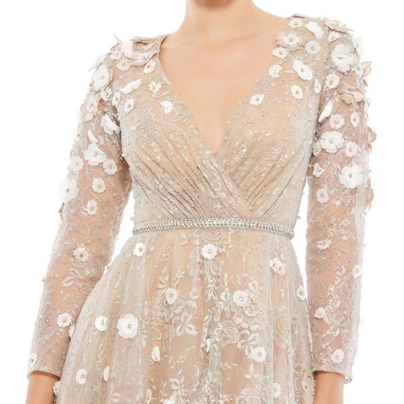 Mac Duggal 67387 NWT FLORAL EMBELLISHED LACE A-LINE COCKTAIL DRESS - Picture 3 of 8